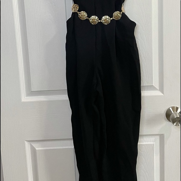 Black Jumpsuit with gold chain belt - Picture 9 of 10